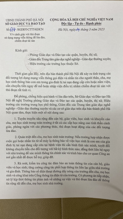 THÔNG BÁO về việc cảnh giác với thủ đoạn sử dụng mạng viễn thông để lừa đảo, chiếm đoạt tài sản.