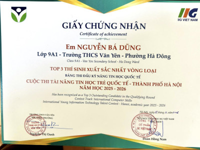 VINH DANH HỌC SINH XUẤT SẮC