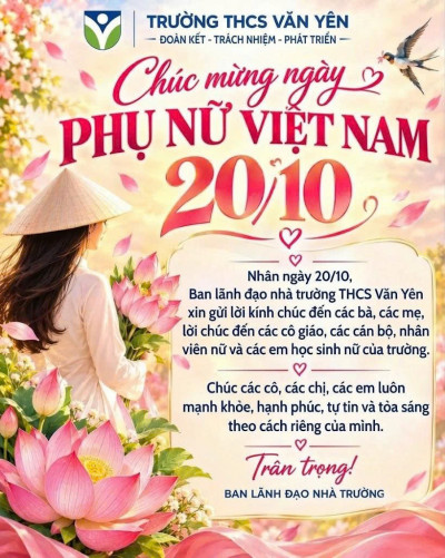TRƯỜNG THCS VĂN YÊN – GỬI YÊU THƯƠNG, TRAO TRÂN TRỌNG NHÂN NGÀY PHỤ NỮ VIỆT NAM 20/10