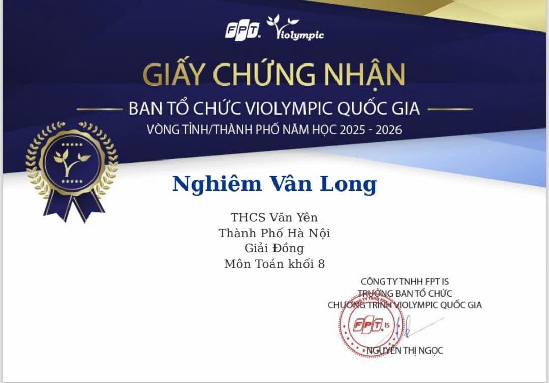 ​VINH DANH HỌC SINH ĐẠT GIẢI ĐỒNG CẤP THÀNH PHỐ – CUỘC THI VIOLYMPIC QUỐC GIA MÔN KHOA HỌC TỰ NHIÊN, MÔN TOÁN ​
