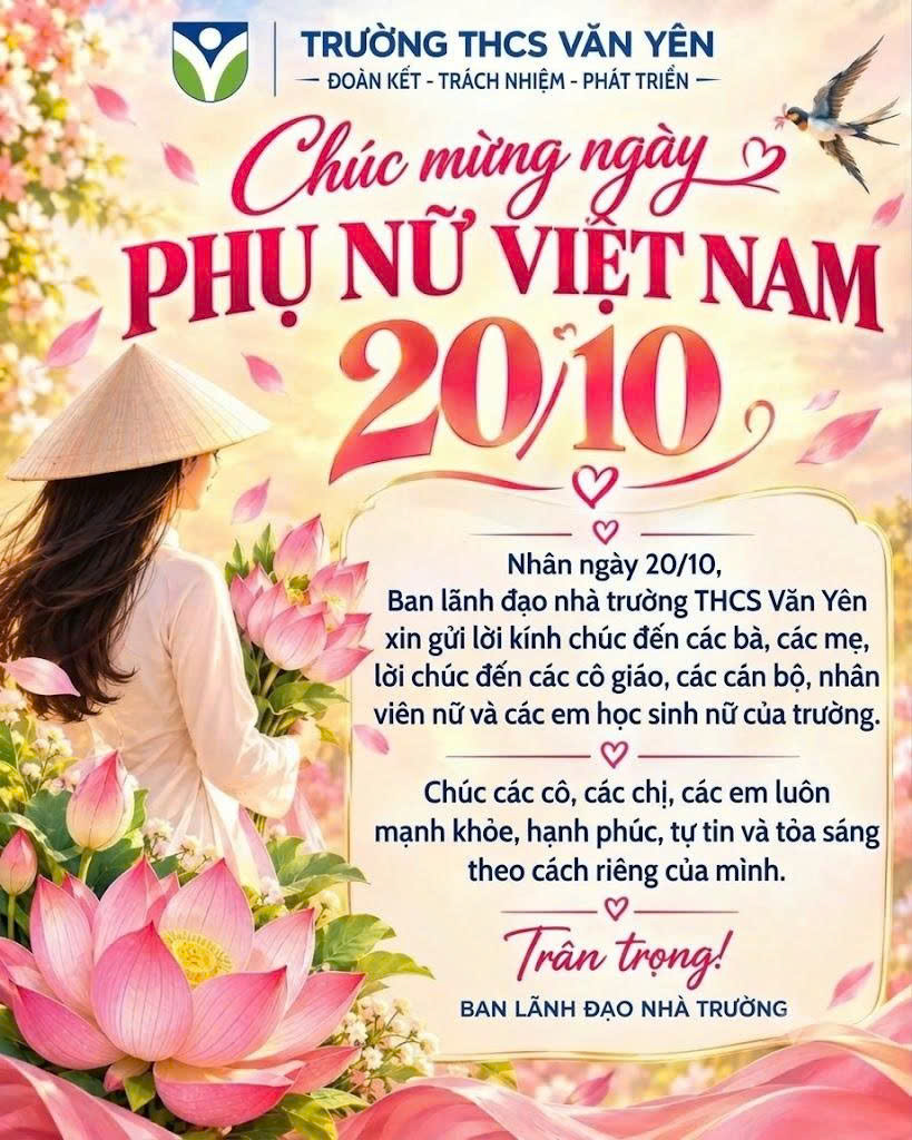 TRƯỜNG THCS VĂN YÊN – GỬI YÊU THƯƠNG, TRAO TRÂN TRỌNG NHÂN NGÀY PHỤ NỮ VIỆT NAM 20/10