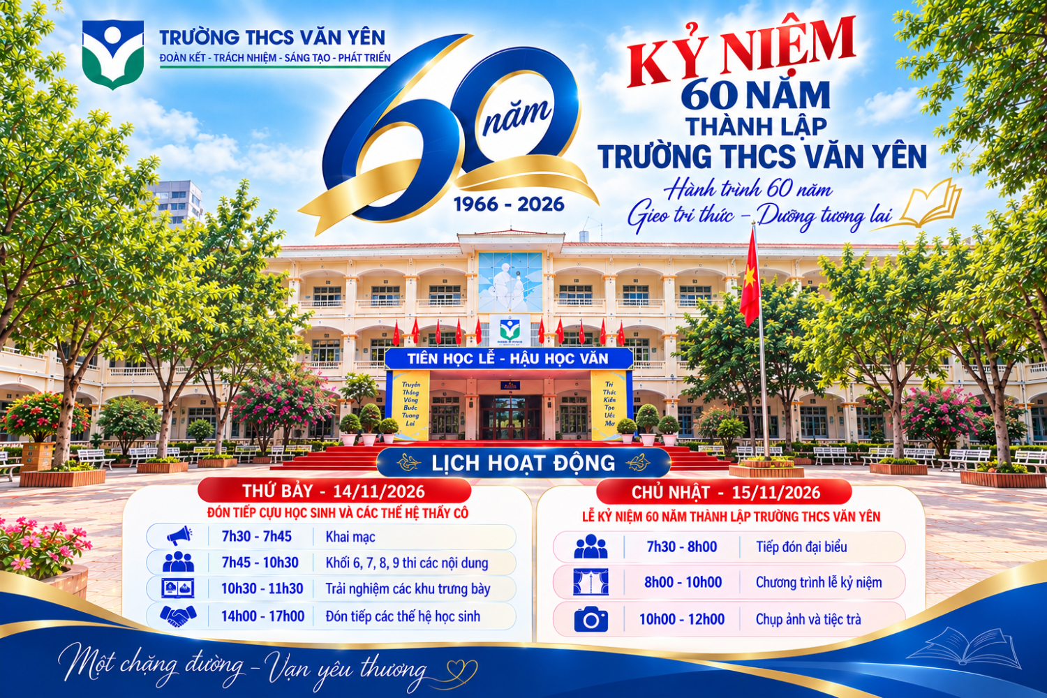 TRƯỜNG THCS VĂN YÊN TRÂN TRỌNG THÔNG BÁO CHƯƠNG TRÌNH KỶ NIỆM 60 NĂM THÀNH LẬP TRƯỜNG (1966–2026)